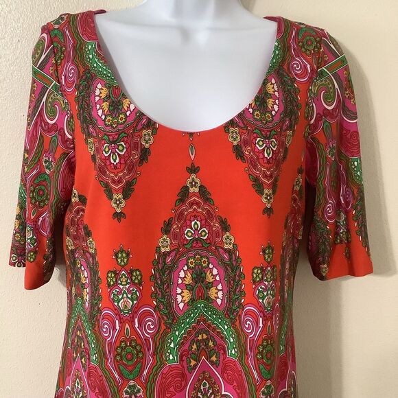 Studio I Red Multicolor Colorful Bohemian Boho Hippie Tunic Dress S Going Out - Picture 2 of 8